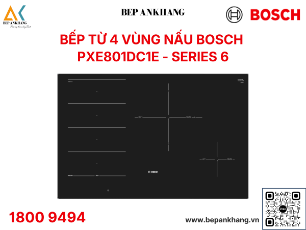 Bếp từ 4 vùng nấu BOSCH PXE801DC1E series 8 - Made in Spain